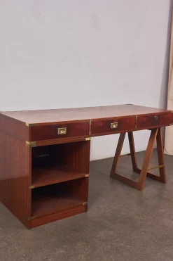 Clearance Pamono Italian Naval Wood and Brass Desk, 1960s