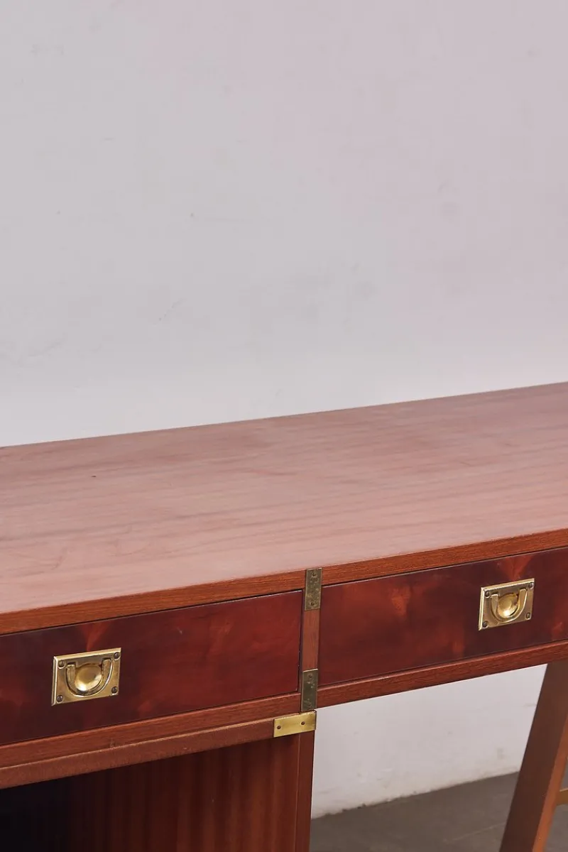 Clearance Pamono Italian Naval Wood and Brass Desk, 1960s