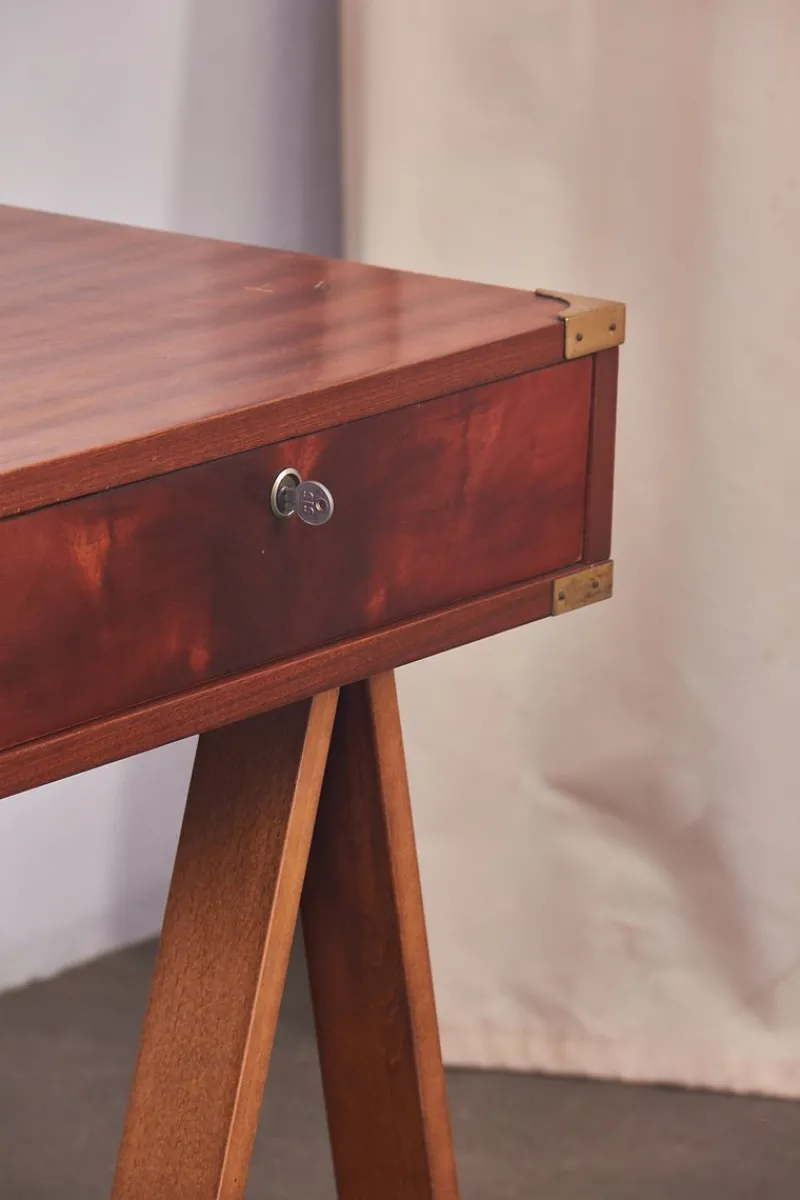 Clearance Pamono Italian Naval Wood and Brass Desk, 1960s