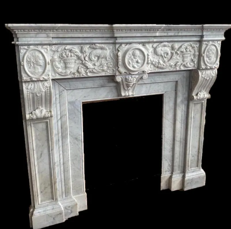 Pamono Italian Neoclassical Imperial Fireplace in White Marble, 1780> Fireplaces And Mantels