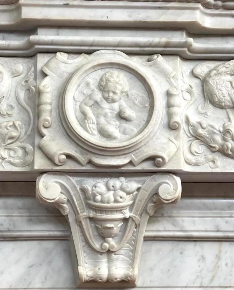 Pamono Italian Neoclassical Imperial Fireplace in White Marble, 1780> Fireplaces And Mantels
