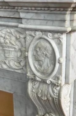 Pamono Italian Neoclassical Imperial Fireplace in White Marble, 1780><noscript><img width=