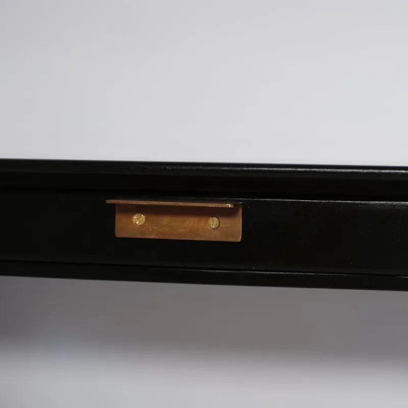 Sale Pamono Italian Nightstands in Black Shellac Lacquer with Brass Pulls, 1950s, Set of 2
