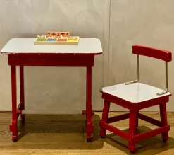 Pamono Italian Nursery School Desk with Chair, 1950s, Set of 2