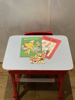 Pamono Italian Nursery School Desk with Chair, 1950s, Set of 2