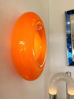 Clearance Pamono Italian Orange Murano Glass Candy Sconces by Vistosi, 2000s, Set of 2