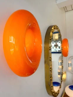 Clearance Pamono Italian Orange Murano Glass Candy Sconces by Vistosi, 2000s, Set of 2