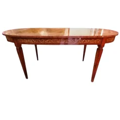 Hot Pamono Italian Oval Inlaid Table, 1950s