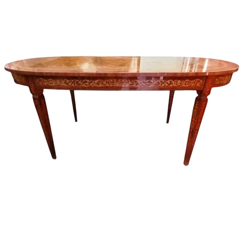 Hot Pamono Italian Oval Inlaid Table, 1950s