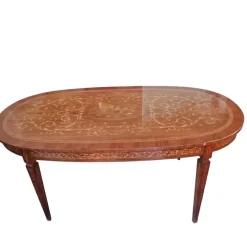Hot Pamono Italian Oval Inlaid Table, 1950s