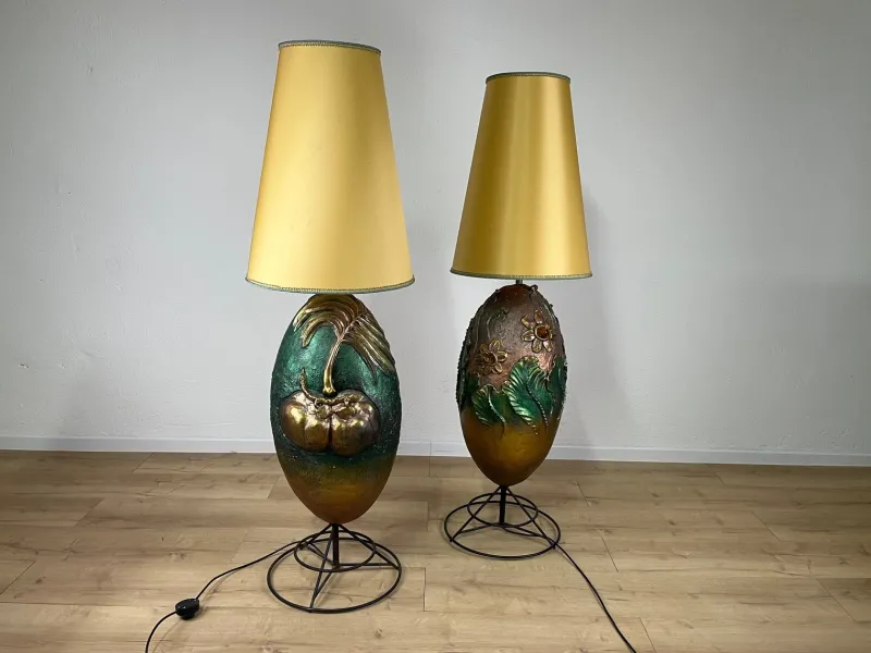 Pamono Italian Painted Terracotta Lamps, 1980s, Set of 2> Floor Lamps