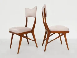 Online Pamono Italian Papillon Back Chairs in Light Pink Satin by Ariberto Colombo, 1950s, Set of 2