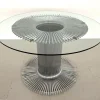 Discount Pamono Italian Pedestal Dining Table in Chrome and Glass, 1970s