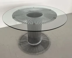 Discount Pamono Italian Pedestal Dining Table in Chrome and Glass, 1970s