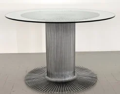 Discount Pamono Italian Pedestal Dining Table in Chrome and Glass, 1970s