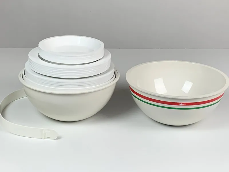 Pamono Italian Picnic Set by Carlo Viglino for Guzzini, 1960s, Set of 28> Dinner Plates & Bowls