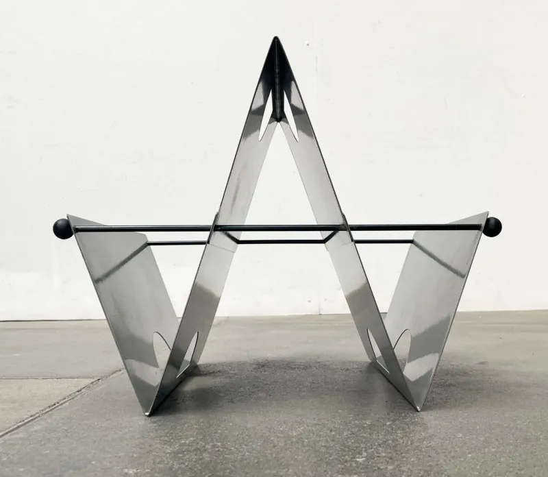 Online Pamono Italian Postmodern Metal Magazine Rack Holder, 1980s