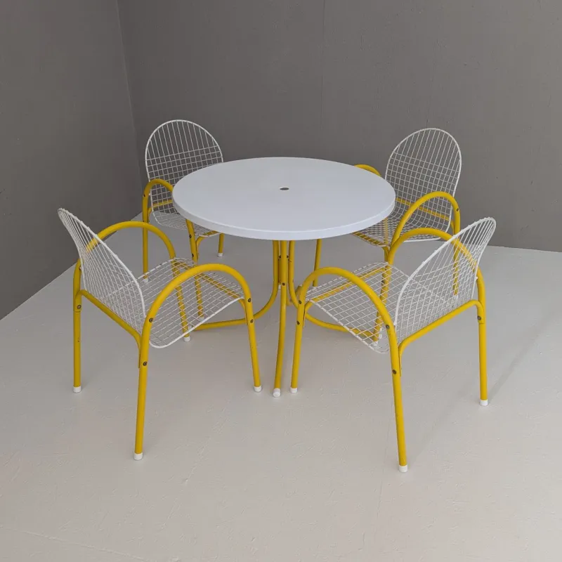 Pamono Italian Postmodern Metal Wire Mesh Garden Set from EMU, 1980s, Set of 5> Garden Seating