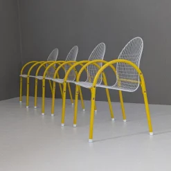 Pamono Italian Postmodern Metal Wire Mesh Garden Set from EMU, 1980s, Set of 5> Garden Seating