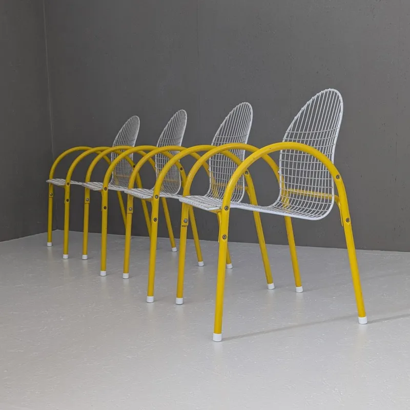 Pamono Italian Postmodern Metal Wire Mesh Garden Set from EMU, 1980s, Set of 5> Garden Seating