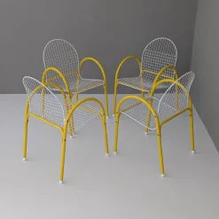 Pamono Italian Postmodern Metal Wire Mesh Garden Set from EMU, 1980s, Set of 5><noscript><img width=