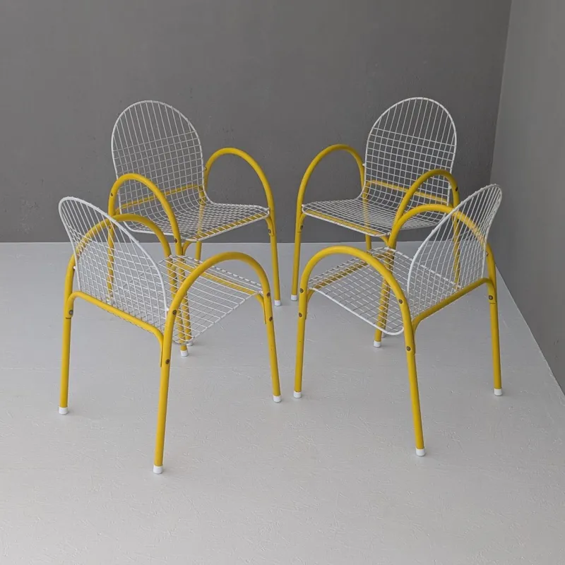 Pamono Italian Postmodern Metal Wire Mesh Garden Set from EMU, 1980s, Set of 5> Garden Seating