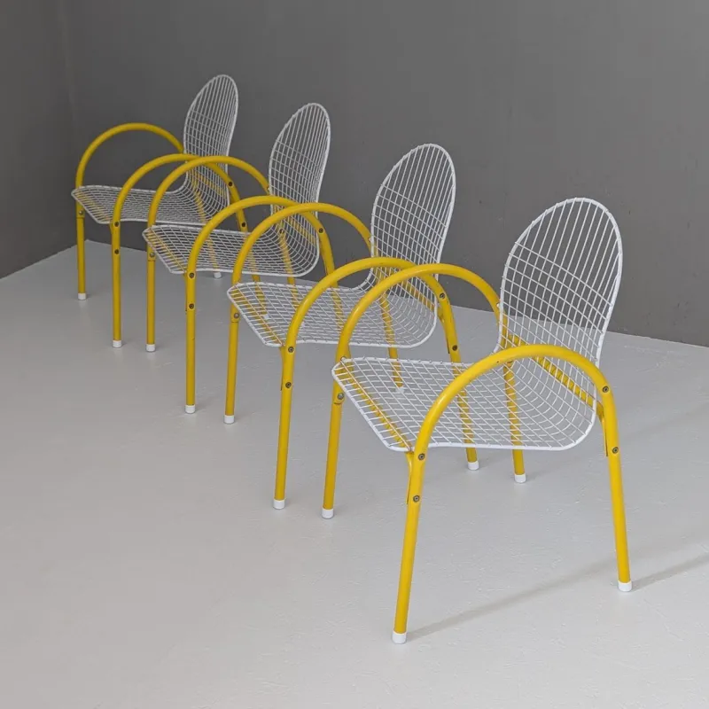 Pamono Italian Postmodern Metal Wire Mesh Garden Set from EMU, 1980s, Set of 5> Garden Seating