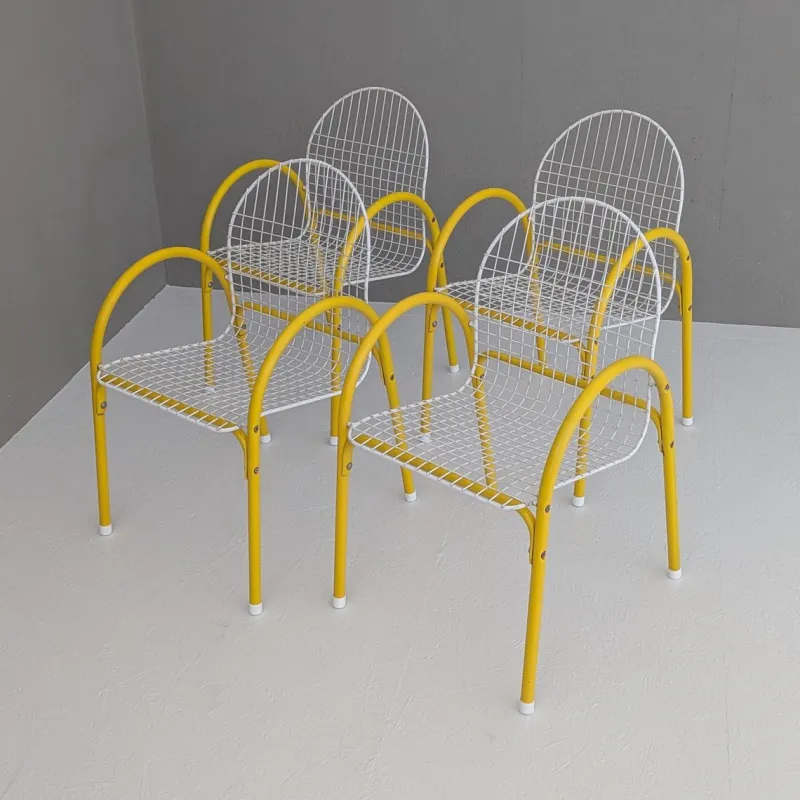 Pamono Italian Postmodern Metal Wire Mesh Garden Set from EMU, 1980s, Set of 5> Garden Seating