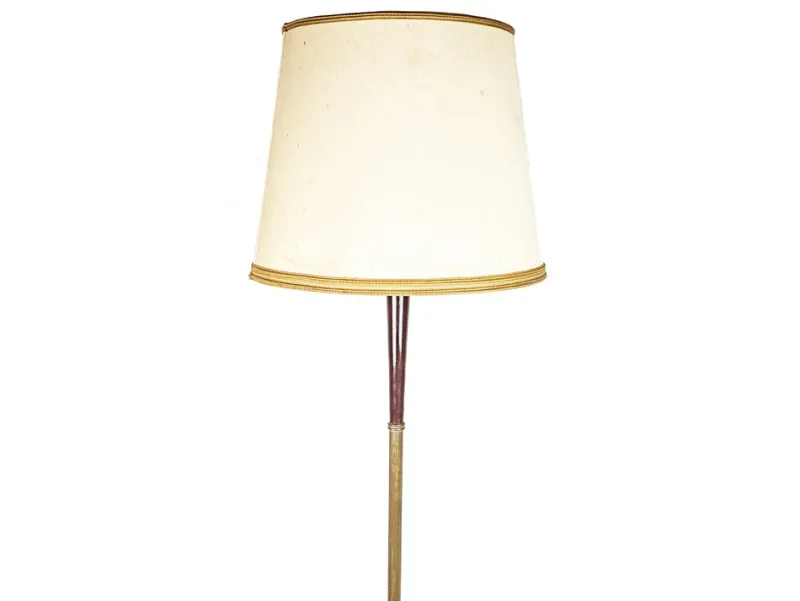 Pamono Italian Purple Wood and Brass Floor Lamp from Arredoluce, 1940s> Floor Lamps