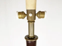 Pamono Italian Purple Wood and Brass Floor Lamp from Arredoluce, 1940s><noscript><img width=