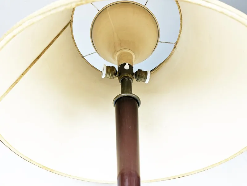 Pamono Italian Purple Wood and Brass Floor Lamp from Arredoluce, 1940s> Floor Lamps