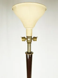 Pamono Italian Purple Wood and Brass Floor Lamp from Arredoluce, 1940s><noscript><img width=
