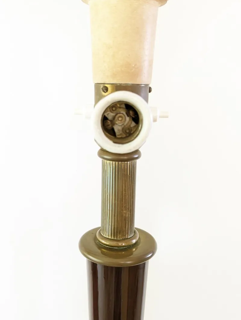 Pamono Italian Purple Wood and Brass Floor Lamp from Arredoluce, 1940s> Floor Lamps