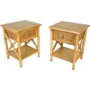 Pamono Italian Rattan Bedside Tables in Bamboo and Wood, 1980s> Nightstands