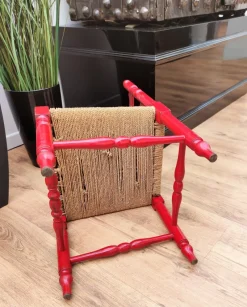 Pamono Italian Red Wood and Rope Rush Kids Children Chair with Disney Graphics><noscript><img width=