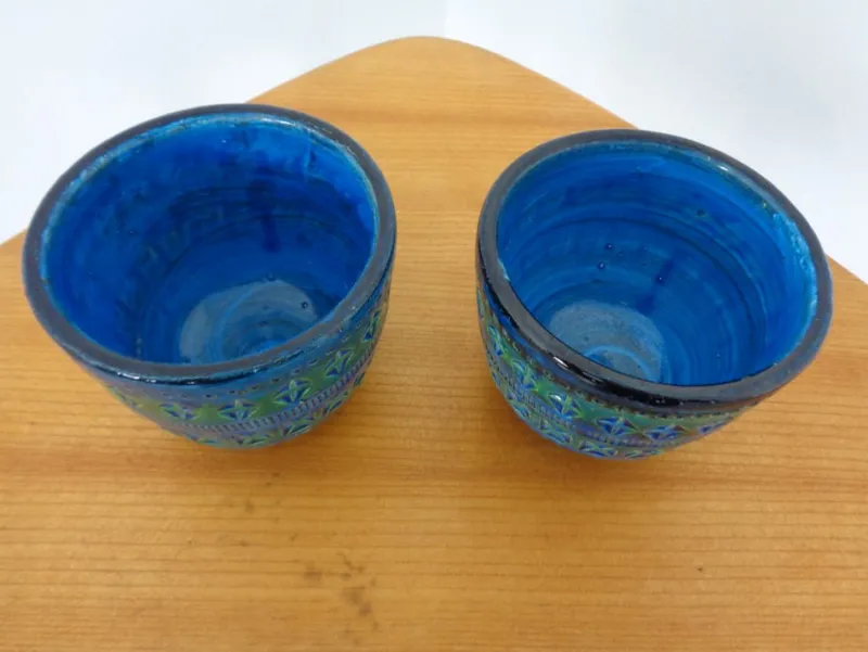 Online Pamono Italian Rimini Blue Ceramic Cachepots by Aldo Londi for Bitossi, 1960s, Set of 2