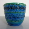 Pamono Italian Rimini Blue Ceramic Cachepot by Aldo Londi for Bitossi, 1960s> Planters And Jardiniere