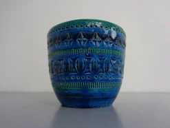 Pamono Italian Rimini Blue Ceramic Cachepot by Aldo Londi for Bitossi, 1960s><noscript><img width=