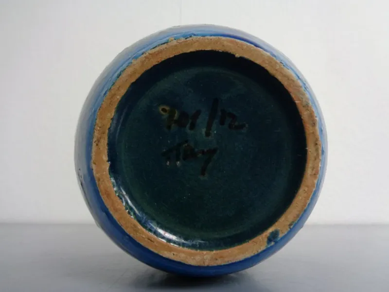 Pamono Italian Rimini Blue Ceramic Cachepot by Aldo Londi for Bitossi, 1960s> Planters And Jardiniere
