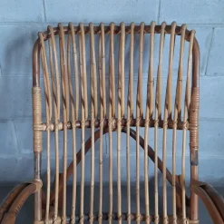 Pamono Italian Rocking Chair in Rattan and Curved Bamboo, 1960s><noscript><img width=