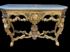 Pamono Italian Rococo Console with White Marble Top, 18th-19th Century><noscript><img width=