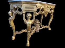 Pamono Italian Rococo Console with White Marble Top, 18th-19th Century><noscript><img width=