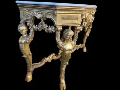 Pamono Italian Rococo Console with White Marble Top, 18th-19th Century><noscript><img width=