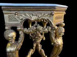 Pamono Italian Rococo Console with White Marble Top, 18th-19th Century><noscript><img width=