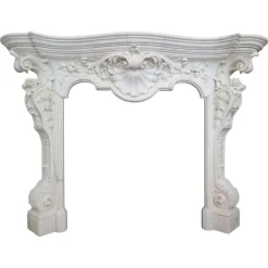 Sale Pamono Italian Rococo Revival Statuary White Marble Fireplace Mantel, 1840
