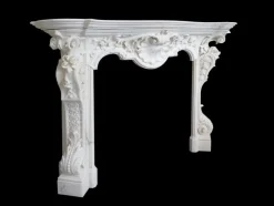 Sale Pamono Italian Rococo Revival Statuary White Marble Fireplace Mantel, 1840