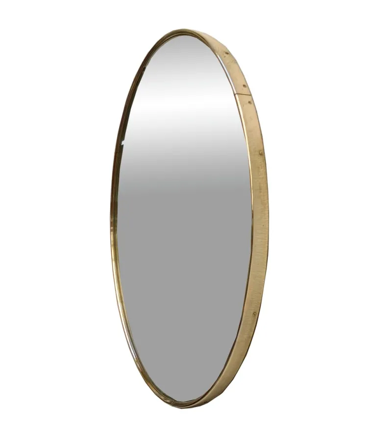 Clearance Pamono Italian Round Brass Wall Mirror, 1960s