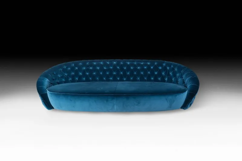 Pamono Italian Round Capitonne Fabric Sofa from VGnewtrend> Seating