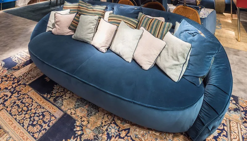 Pamono Italian Round Capitonne Fabric Sofa from VGnewtrend> Seating