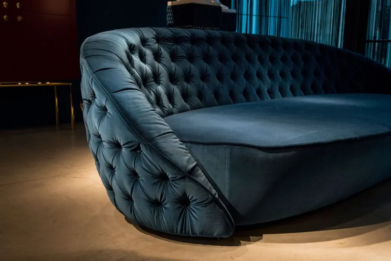 Pamono Italian Round Capitonne Fabric Sofa from VGnewtrend> Seating
